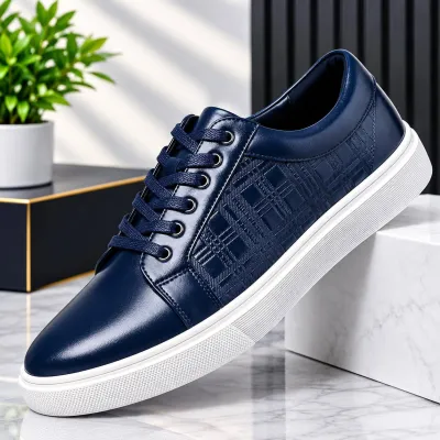 Chaussure Baskets Sport Homme Noires – Cuir PU et Semelle Moulée